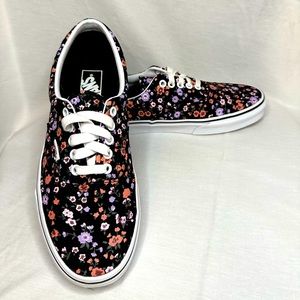 Vans floral low top canvas laced shoes.